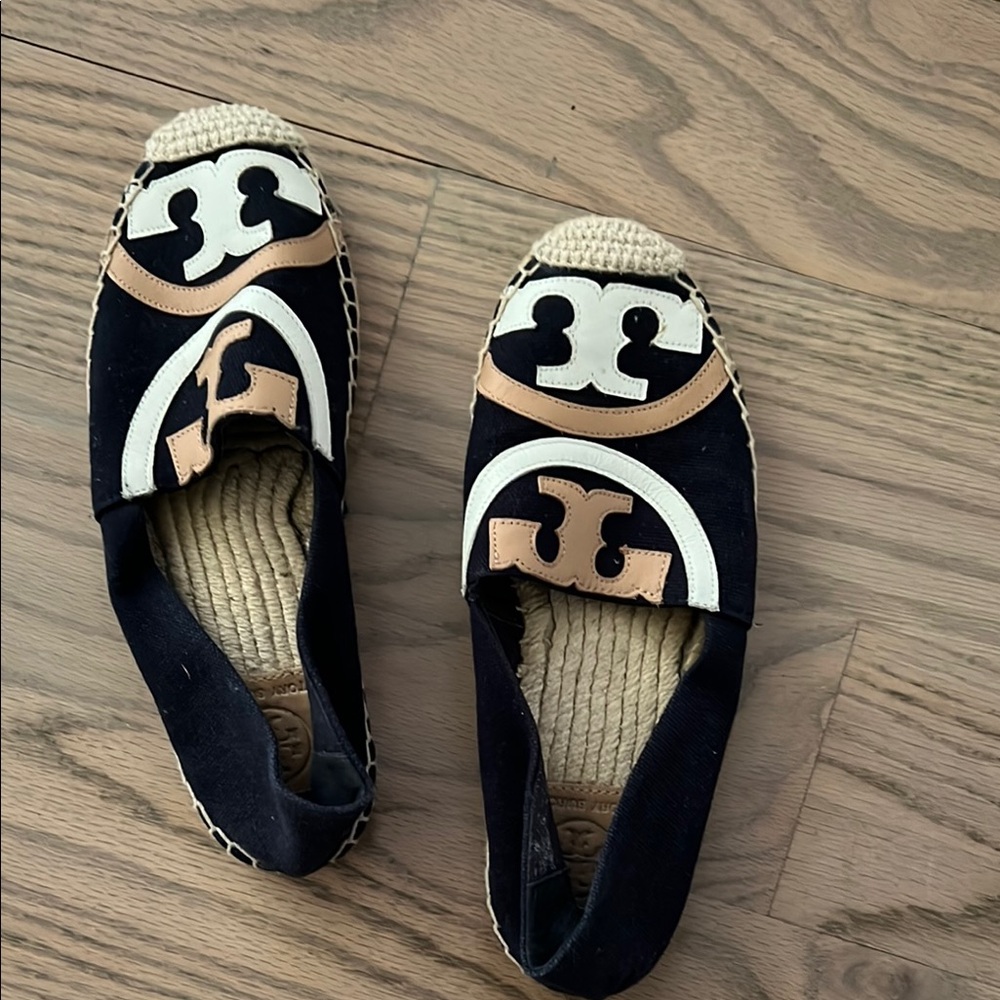 Tory Burch Black and Tan Espadrilles